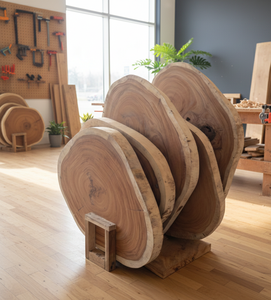 Tabla de madera de suar cuidadosamente elaborada con borde natural, ideal para mesas de comedor, espacios de trabajo y conceptos de muebles artísticos. - Product Image 6