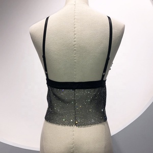 GF027 Plastic Mesh Black Sequins Crystal Body Chain Bra <strong>Harness</strong> Charm Long Party <strong>Dresses</strong> - Product Image 4