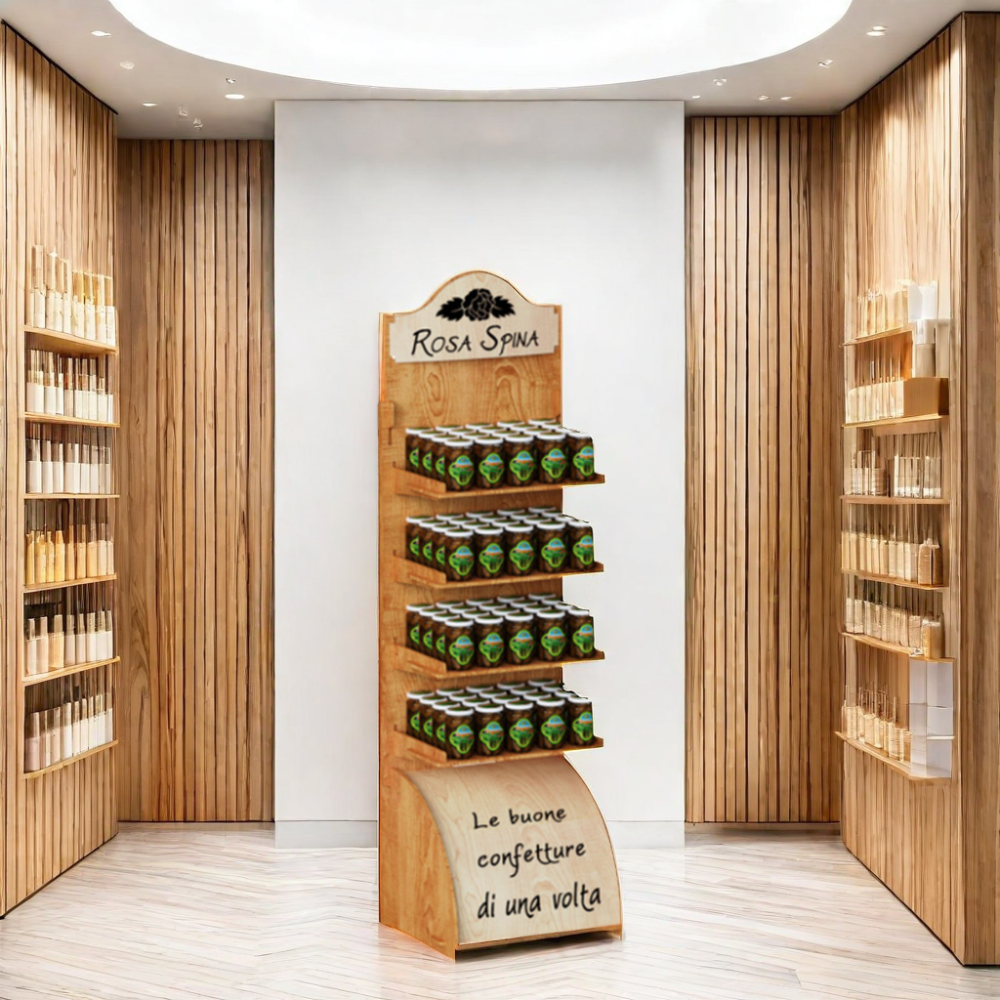 Customizable Modern Plywood Wood Floor Standing Store Display Stand for Shoe Display for with Custom Logo — view 4