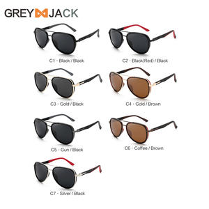 Lunettes de soleil aviateur grises pour hommes, monture en métal noir TR, verres TAC, protection UV400, type polarisé 3, pare-soleil - Product Image 4