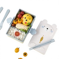 Boîte à lunch isotherme portable en plastique pour enfants, double compartiment, capacité 800-1000 ml, compatible micro-ondes, pour étudiants et activités extérieures