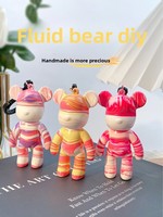 Porte-clés Ours Fluide DIY pour Enfants, Porte-clés Ours Mignon de Dessin Animé pour Cadeaux