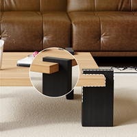 Table basse moderne de luxe en bois massif pour salon, table basse carrée en bois massif