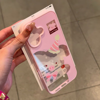 Coque de protection transparente antichoc en TPU + PC, motif dessin animé légumes et petits animaux, avec cadre d'appareil photo personnalisable et électroplaqué