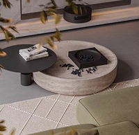 Table Basse en Pierre Trou Rond, Table de Salon Moderne, Table Basse de Créateur Simple et Créative en Marbre
