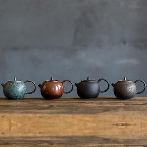 Théière en céramique d'argile rustique antique de style japonais fait à la main ancien service à thé Kung Fu en céramique minérale théière de brassage à pot unique - Product Image 1