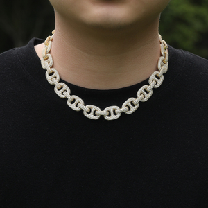 Collar de Moda Hip Hop con Eslabones Cubanos Gruesos y Brillantes con Circonitas Micro Pavé de 16 mm, Estilo Miami Iced Out, para Fiestas - Product Image 4