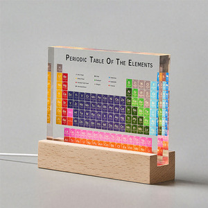 Tavola periodica moderna in acrilico elementi chimici Stand in legno con lente di ingrandimento Set regalo personale per insegnanti e studenti - Product Image 1