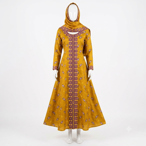 Robe indienne Mukhawar en pur coton doux avec Dupatta pour femme arabe avec 4 mètres de longueur - Product Image 3