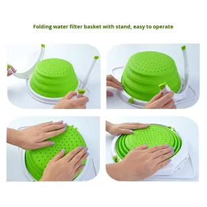 <span class=keywords><strong>Panier</strong></span> d'égouttage en silicone <span class=keywords><strong>pliable</strong></span> et extensible, résistant à la chaleur, portable, compatible lave-vaisselle et écologique - Product Image 4