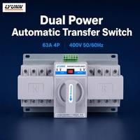 Commutateur de transfert automatique (ATS) triphasé LYUNN 63A, commutateur de commutation de générateur, communication RS485, pouvoir de coupure 3kA, IP20, 0,5S