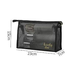 Bolsa de Maquillaje Personalizada de Malla Transparente de Poliéster con Asa Suave, a la Moda, Portátil, con Cierre Grande, para Cosméticos de Mujer - Product Image 4