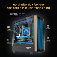 LOVINGCOOL casing game komputer PC ATX, Panel depan kayu kaca Tempered mendukung 360 pendingin cair