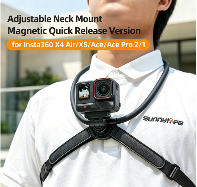 Sunnylife Insta360 X6/X4Air/X5 Magnetic Neck Mount Ace/AcePro2/1 Chest Mount