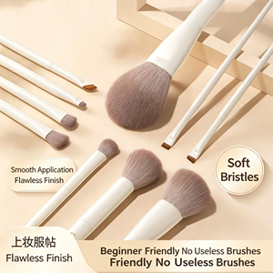 Juego Profesional de 5 Brochas de Maquillaje de Pelo Sintético, para Polvo, Rubor, Sombra de Ojos, Delineador Angular, Mango de Madera, Estilo Plano, para Uso Diario - Product Image 6