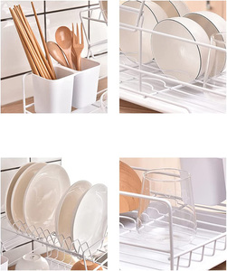 Toptan paslanmaz çelik 2 katmanlı büyük kapasiteli mutfak bulaşık kurutma rafı modern tasarım mutfak donanım koleksiyonu - Product Image 6