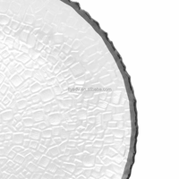 Plat en verre blanc rond vintage avec bord argenté, assiette de chargeur de 33cm, petit motif végétal pour fêtes, événements, ensemble pour hôtels