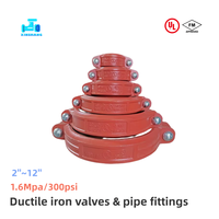 Raccord rainuré en fonte ductile FM UL 4 pouces, raccord en T mécanique, raccords de tuyauterie rainurés pour système d'extinction d'incendie par sprinklers
