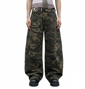 Pantalons sur mesure du fabricant, streetwear, vintage, à jambes larges, pantalons de sport, imprimé camouflage, coupe ample, pantalons cargo baggy pour hommes - Product Image 1