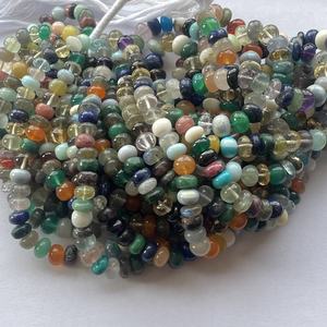 Chaîne de perles rondes lisses en pierres précieuses naturelles multicolores (vert, bleu, blanc, rose) de 4 mm, 6 mm, 8 mm, 10 mm, certifiées IGI, pour la création de bijoux - Product Image 4