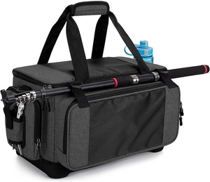 Soft Tackle Box Bag with Rod Holder Waterproof Fishing Tackle Storage Bag with Non-slipBase for Saltwater Fishing Tackle Bag