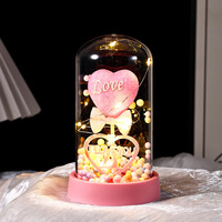 Liefdeshart Sterrenbloem Acryl Lichtgevende Ornament Romantisch Cadeau voor Valentijnsdag Moederdag Huis Bureaudecoratie