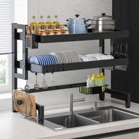 Égouttoir à vaisselle en métal pour comptoir de cuisine, rangement multifonctionnel double couche pour assiettes, bols, baguettes et couteaux