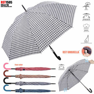 Parapluie long en gros, en polyester, avec armature en acier, 8 baleines, ouverture manuelle, couleurs assorties, modèle 1505, pour adultes, résistant à la pluie - Product Image 1