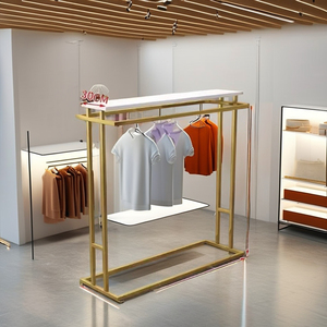 Giá để quần áo bằng sắt mạ vàng cao cấp, chất liệu gỗ MDF phủ sơn tĩnh điện, dùng để trưng bày và lưu trữ trong cửa hàng và siêu thị - Product Image 1