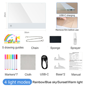 Pizarra de Dibujo LED Inalámbrica Recargable, Cuadrada, de Acrílico Premium, con Luz Nocturna, Portátil, Juguete Artístico, Regalo para Niños - Product Image 6