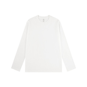 Camiseta de Manga Larga para Hombre, 230g, 100% Algodón, Blanca, Corte Holgado, Color Sólido, Anti-Pilling, Impresión Digital - Product Image 6
