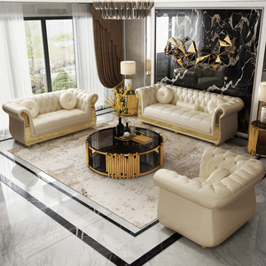 Ensemble de canapés en cuir d'angle de luxe, design italien, moderne, <span class=keywords><strong>blanc</strong></span>, coton, métal, carton, salon, canapé modulaire en bois personnalisé - Product Image 3