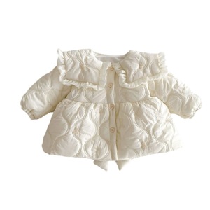 Adorabile Cappotto Invernale per Bambine in Misto Cotone Trapuntato con Volant, Fiocco sul Retro, Fodera in <span class=keywords><strong>Pile</strong></span> e Bottoni - Product Image 5