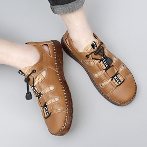 Мужские летние сандалии из натуральной кожи и сетчатой ткани - Product Image 5