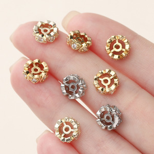 Flower Shape <b>Copper</b> Plated Gold Zircon Bead Caps For <b>Bracelet</b> Making DIY Jewelry Accessories - Product Image 3
