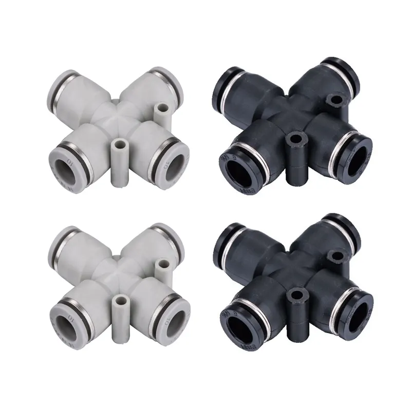 Cross eine Touch Push zu verbinden Pneumatic air Fittings Push In 4 Way Quick Connect Manifold Pipe Fittings