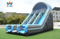 Toboggan gonflable géant commercial à double piste pour la location d'événements et de fêtes