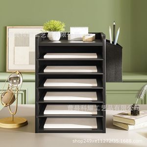Office Organizer Wooden <b>Storage</b> Rack 7 Layers Desktop <b>File</b> Organizer Multipurpose Rectangle Standing Type - Product Image 1
