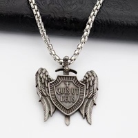 Pendentif de collier gothique Quis ut Deus Vintage archange Michael
