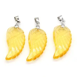 Wholesale Beautiful Decoration Clear Wing Shape Large Citrine Healing Pendant Crystals Wholesale Bulk Jewelry