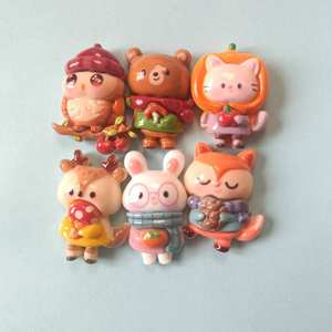 Kawaii Cartoon Animals Flatback Resin <strong>Figurines</strong> 100Pcs Lovely Fox Bear Rabbit <strong>Cat</strong> Slime Charms for Hair Clips Phone Case DIY - Product Image 4