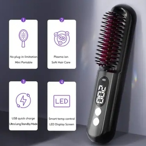 Peigne chauffant sans fil pour cheveux, mini-outils de coiffage pour barbe, brosse lissante rechargeable sans fil pour voyage - Product Image 2