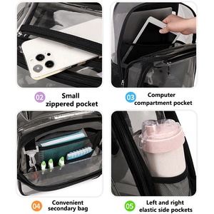 Lớn Rõ Ràng Ba Lô Nhiệm Vụ Nặng Nề Trong Suốt Ba Lô Xem Thông Qua Ba Lô Rõ Ràng Bookbag Cho Sinh Viên Trường Làm Việc Du Lịch - Product Image 3