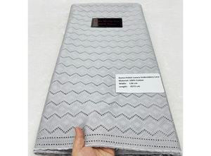 Tela de Encaje Africana de Alta Calidad, Tela de Encaje de Algodón Pulido, Color Azul Cielo, 5 Yardas para Ropa Masculina Nigeriana - Product Image 4