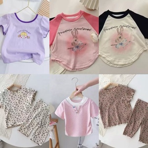 时尚夏季婴儿儿童女童服装套装可爱男童女童服装2 pcs穿套装儿童自行车短裤套装 - Product Image 4