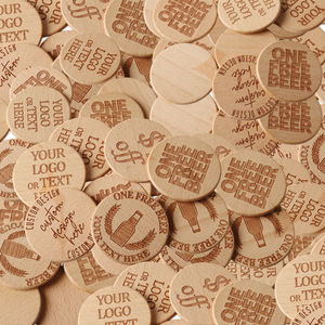 图案徽标定制木制饮料代币 圆形印刷木制代币硬币 适用于咖啡店酒吧餐厅 - Product Image 5