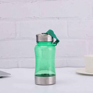 Green Plastic Water <b>Bottle</b> With Screw-On Cap And Rope For Outdoor Hiking And Camping Use Bpa Free Sports Design - Product Image 3