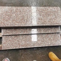 Granite Rouge Fleur de Pêcher 687, surface lisse, finition brûlée, pierres de bordure, marches d'escalier, carreaux de sol, pierres de cour