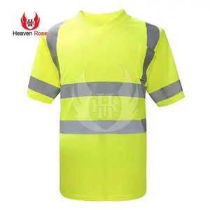 Camisas de segurança para homens, roupa de trabalho de construção neon amarela camiseta de alta visibilidade