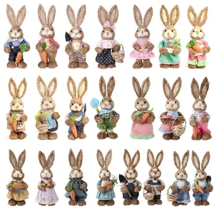 SYART 2024 Easter Customized Spring Home Table Decor Easter Bunny Straw Rabbit Easter Decoration